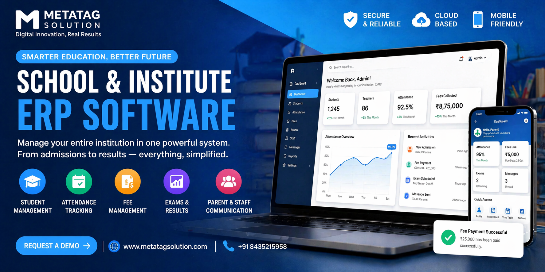 School & Institute ERP Software in Metatag Solution – Complete Guide, Features & Benefits