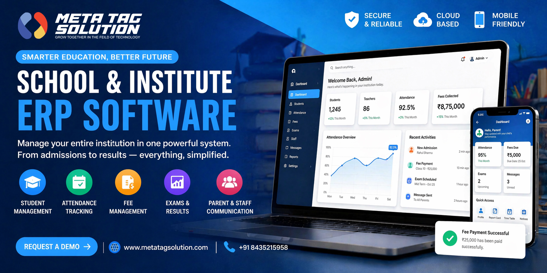 School & Institute ERP Software in Metatag Solution – Complete Guide, Features & Benefits